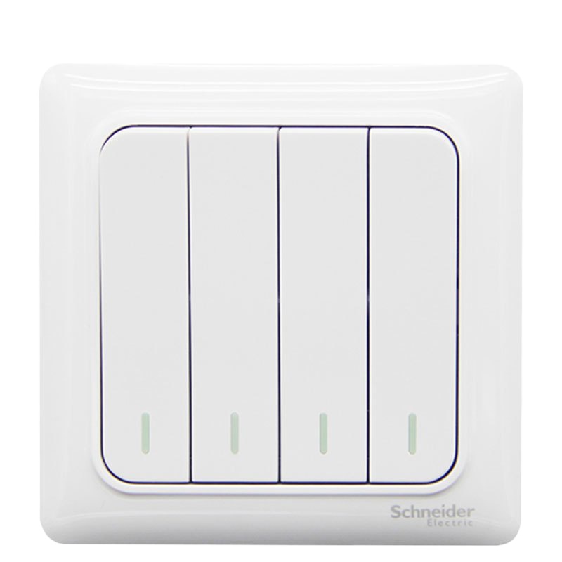 歌派 睿意系列经典白 开关插座家用86型 施耐德电气四开单控 经典白