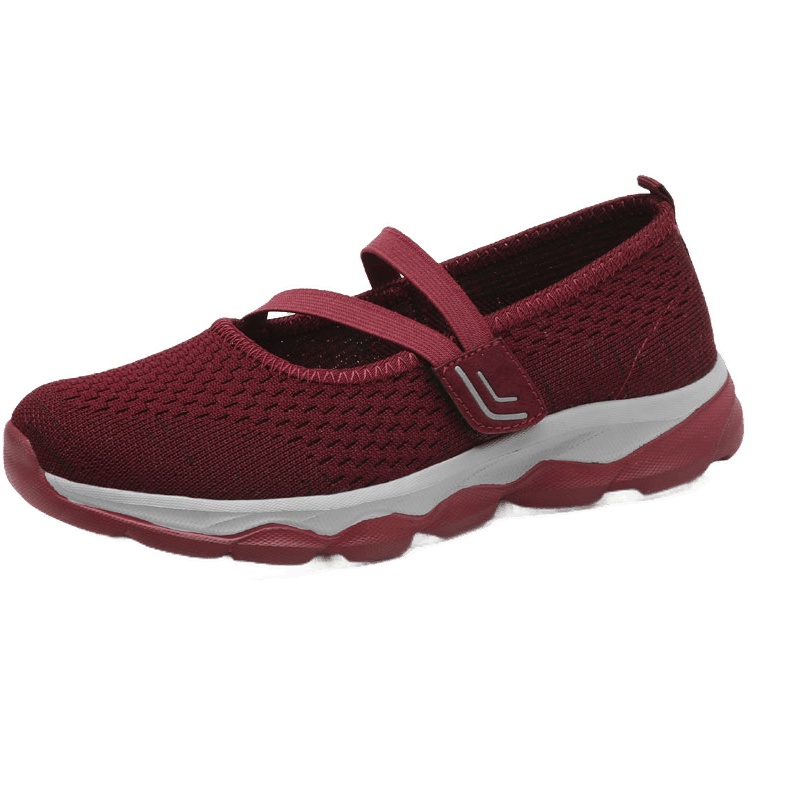 朴尼斯(Pounise)女2019夏季新款网面透气大码妈妈鞋平底防滑广场跳舞鞋 TF69-1929