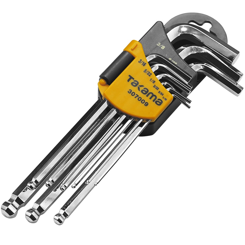 takama(高松)307009 9件套内六角扳手套装加长英制球头六棱角扳手螺丝刀S2