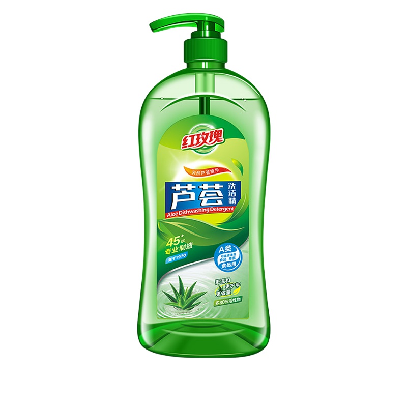 红玫瑰 芦荟洗洁精 1.16kg/瓶 植物提取无残留 家用厨房餐具洗洁精 可洗蔬菜水果