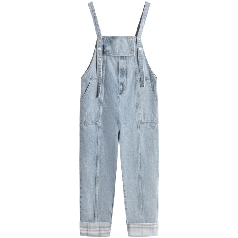 OtherMix减龄少女背带裤2021年新款Chic新潮高腰春季浅色牛仔裤女