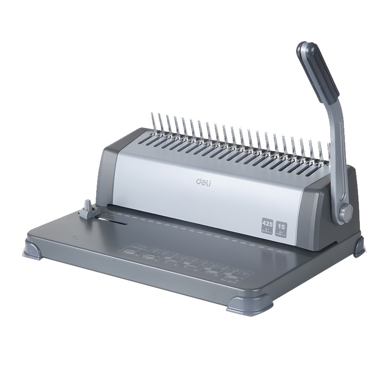 得力deli3872手动装订夹条胶圈装订机 梳式文件打孔器 21孔打孔机合同装订