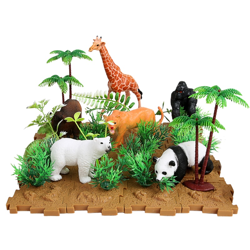 纽奇(Nukied)儿童动物玩具3-6岁男孩动物园仿真模型野生动物益智玩具动物王国[带场景+1本动物手册]