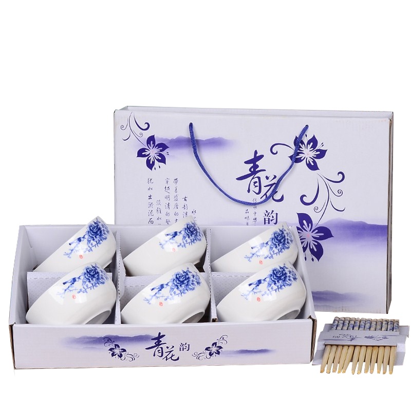 青花瓷碗筷套装 XTL299 (六碗六筷)餐具套装 (套)