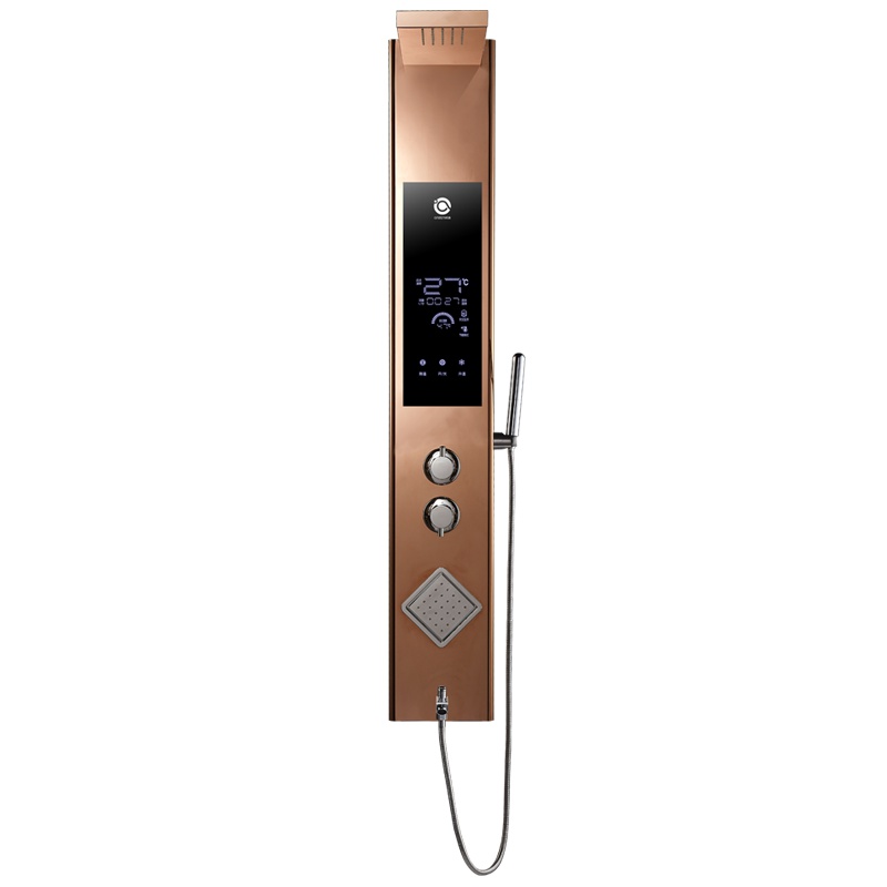 汉逊H01S（HANXUN）一体集成淋浴屏即热式电热水器L1-HZ85A智能恒温家用速热洗澡 金色8.5KW配节能盘