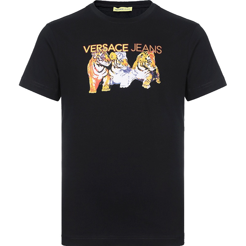 Versace JEANS 范思哲 男士老虎图案棉质圆领短袖T恤 B3GTA73A 36598