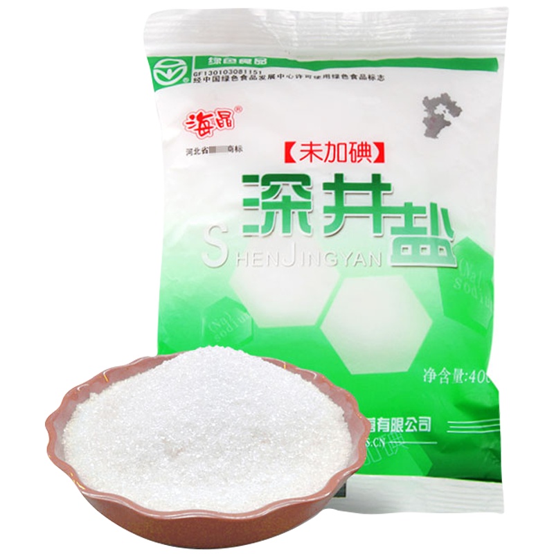 [蒸发结晶工艺]中盐河北海晶 无碘深井盐400g*6袋 未加碘精制细盐厨房调味品调味料 央企品牌 品质保障