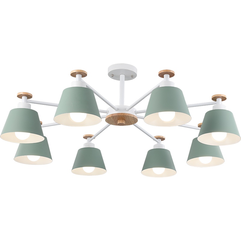 雷士照明NVC 欧式led木艺艺北欧后现代创意客厅马卡龙多头吊灯薄荷现代简约浪漫创意书房卧室灯餐厅灯具 送光源