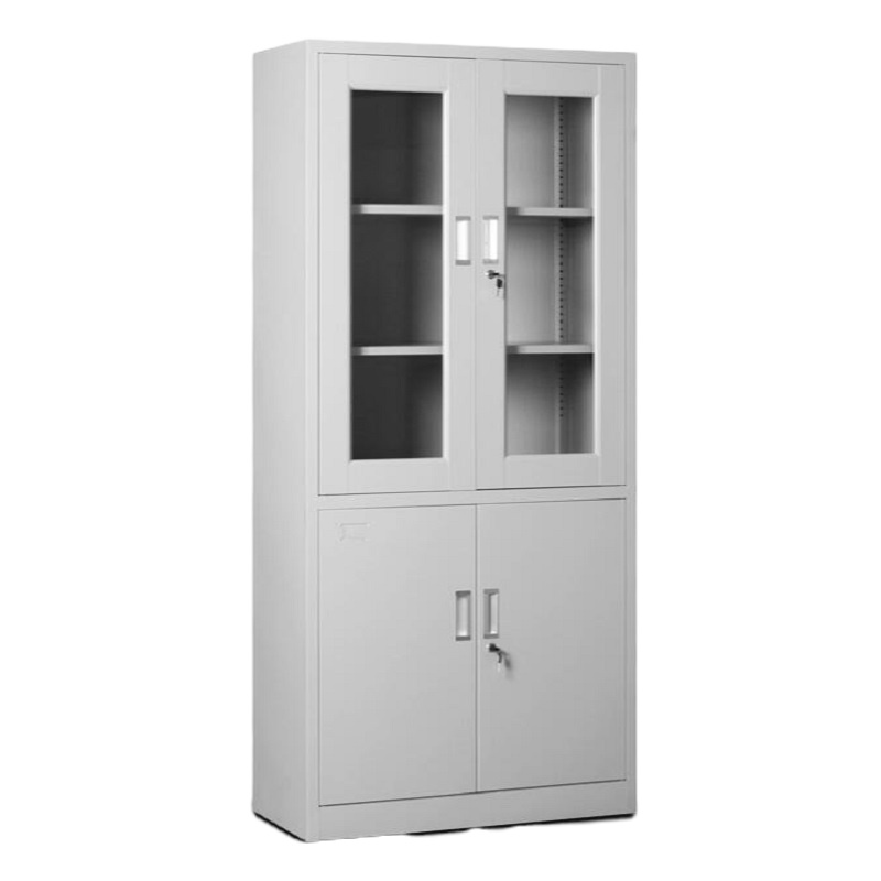 心业双节三层玻璃资料柜XY-GG4M储物柜. 此产品单件不出售批量请联系客服