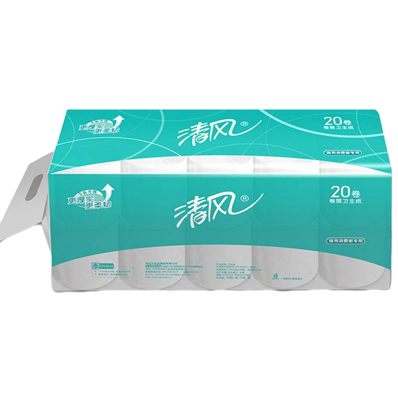 清风3层平纹148段20卷装卷筒卫生纸（100提起订，低于起订量不发货）