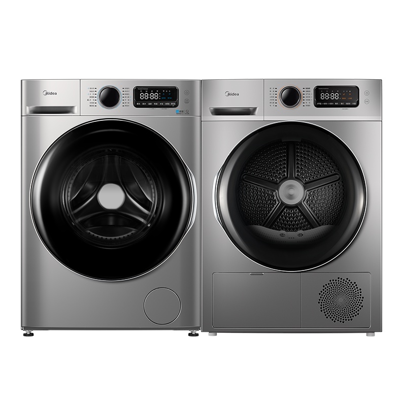 美的(Midea)洗衣机全自动滚筒智能洗烘套装热泵烘干机干衣机 10公斤直驱变频家用除菌除螨707+707