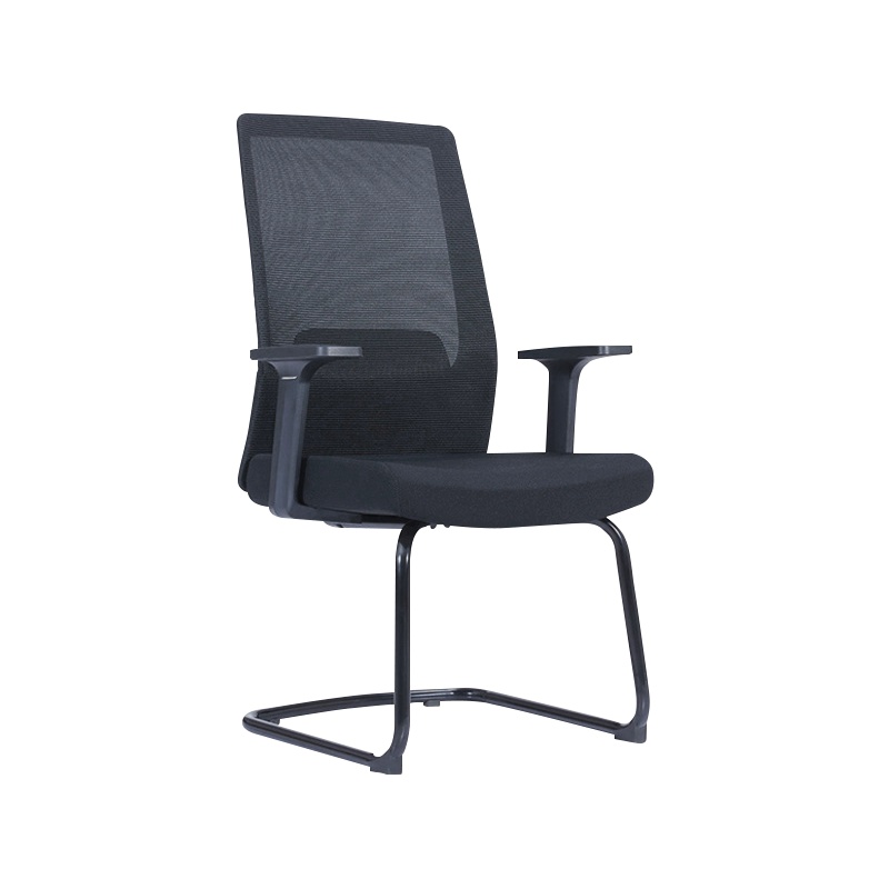 震海弓型椅办公椅家用电脑椅网布椅会议椅洽谈椅靠背椅透气椅黑色椅子
