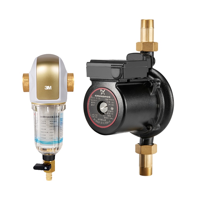 丹麦格兰富水泵家用全自动静音增压泵加压泵UPA 15-120+3M 中央前置过滤器BFS3-40GL