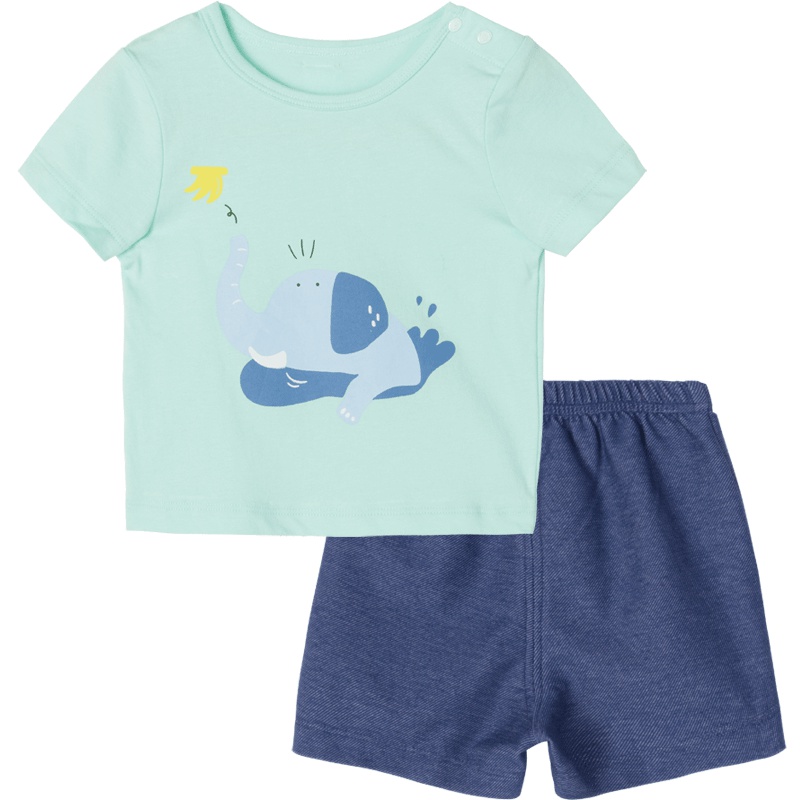 贝贝怡宝宝短袖套装夏季男女童纯棉上衣裤子2件套192T339