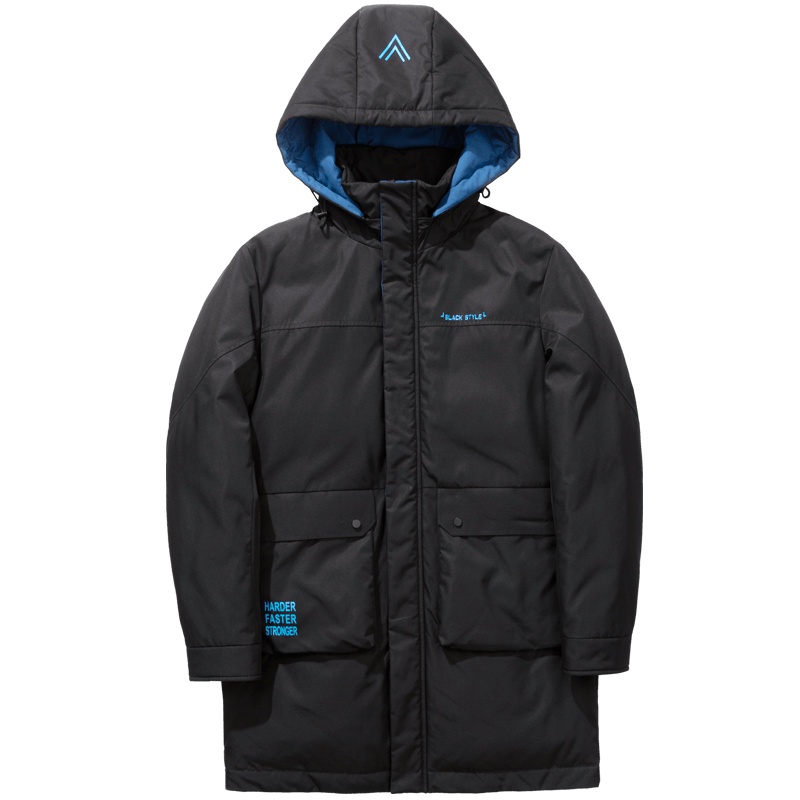 千纸鹤男装外套2019冬季新款青年时尚连帽休闲中长款羽绒服60151