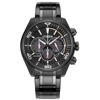 西铁城(CITIZEN)手表男日本光动能不锈钢表带3眼计时运动腕表 CA4335-88E