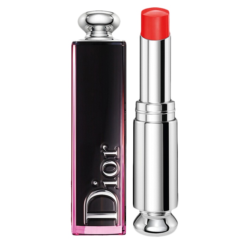迪奥(Dior)魅惑釉唇膏3.2g 黑管漆光口红744#珊瑚红