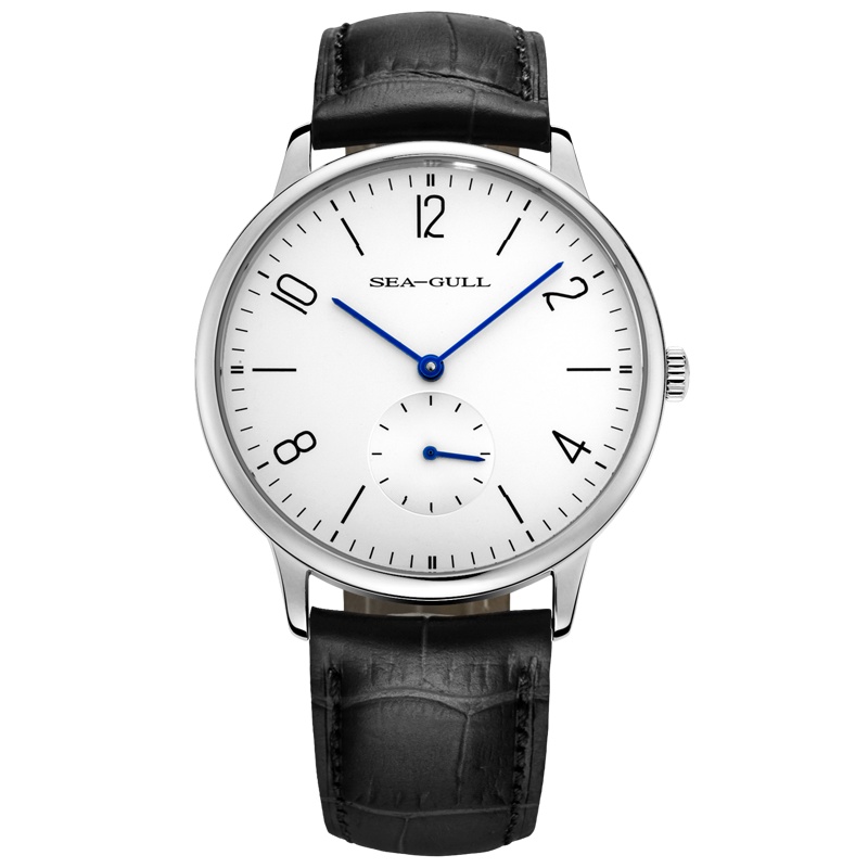 海鸥表（SEAGULL）男士纤薄 手动机械表 国民系列男款腕表防水商务皮带男表 819.612白阿黑带 情侣