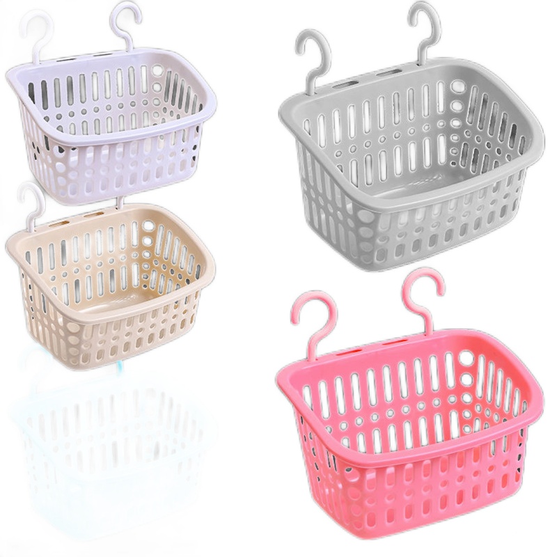[送挂钩]挂篮收纳篮卫生间置物架宿舍厨房卧室浴室塑料收纳筐置物架[颜色随机]
