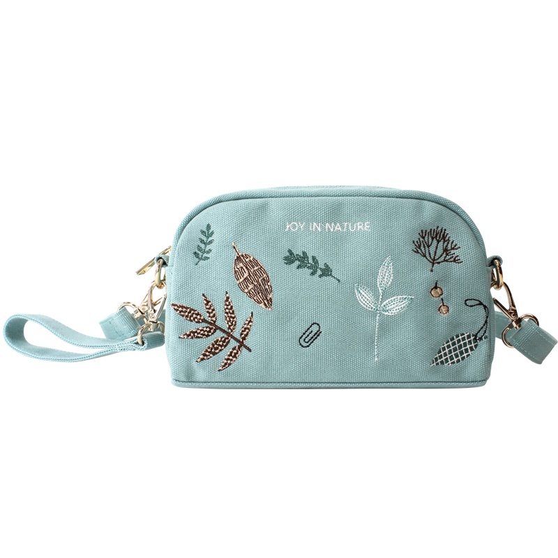 花间公主格趣新款春季刺绣文艺清新斜挎包手拿包帆布女包休闲包