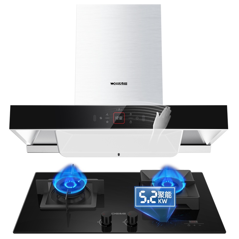 德意(DE&E)T6系列830pa大风压 21m³欧式抽油烟机 挥手自清洁烟灶套装828A+773T(需液化气详询客服)