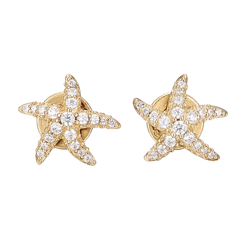 APM MONACO 女士 S925纯银时尚饰品镶晶钻海星时尚个性星星银耳饰耳钉 AE9546OXY