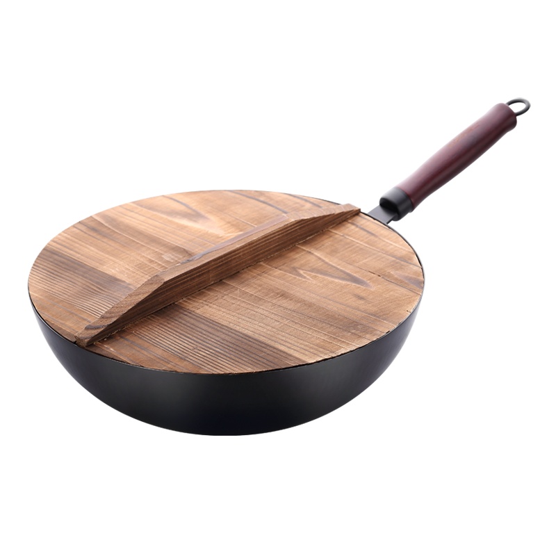 PFT-8068 锻打老铁锅32CM(含盖彩盒装) 鱼鳞纹理不易粘锅 手工千万次锤打使用年限长 健康烹饪0涂层