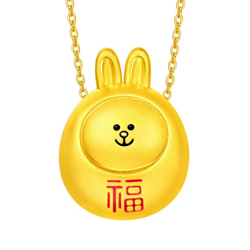 新款 周大福line friends福字可妮兔足金金吊坠钜惠