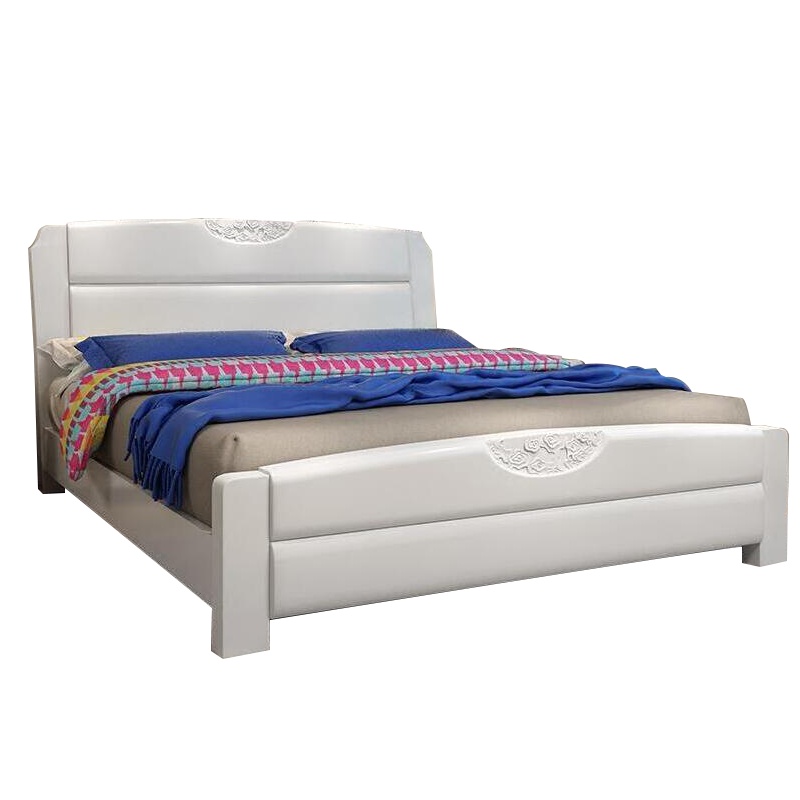 欧宝美实木床新中式卧室床婚床单人床双人床橡木床1.2米象牙白