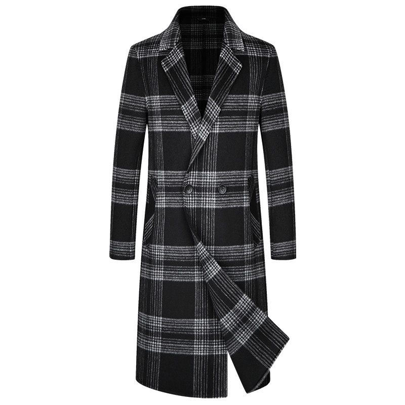 秋冬手工毛呢大衣中长款加长羊毛大衣双面尼外套妮子无羊绒风衣男 SQM9600