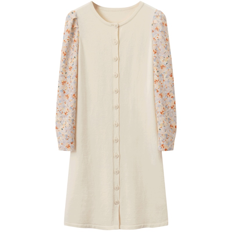 OtherMix橙IP联名碎花连衣裙女春2021年新款针织打底拼接收腰裙子