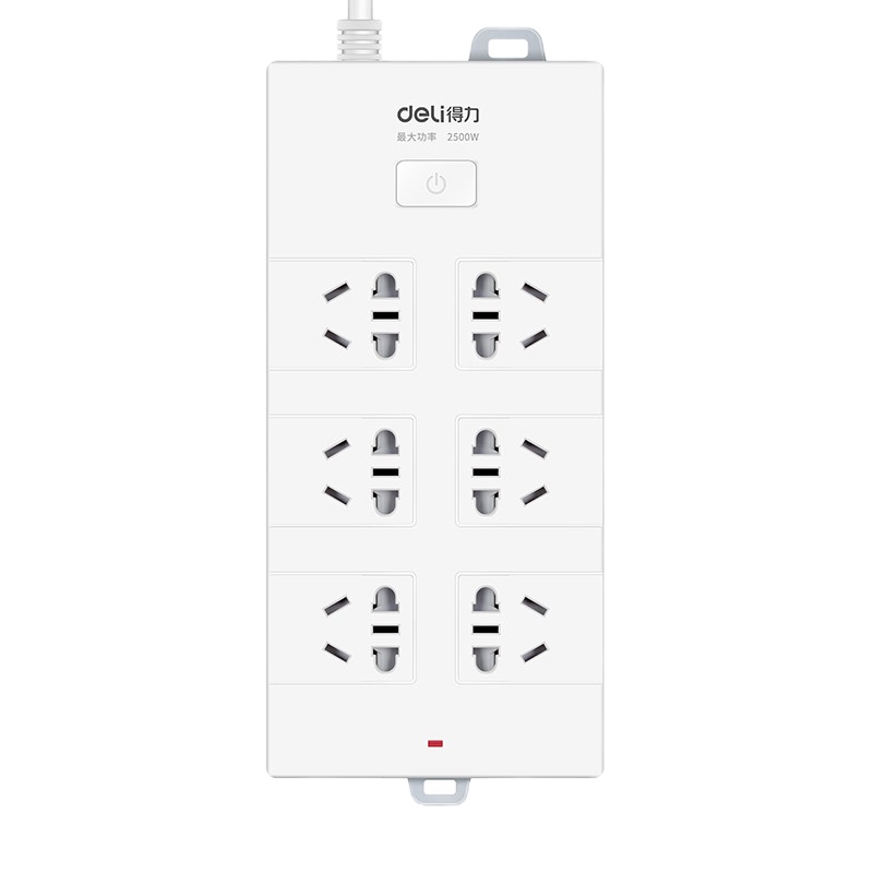 得力 10米 18264延长线插座(白) 双排 6孔