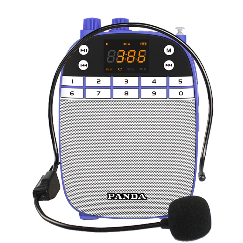 熊猫(PANDA) K5扩音器教师教学导游用有线专用扩音机便携腰挂播放器小蜜蜂迷你插卡音箱 蓝色