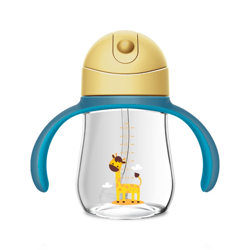 [法式浪漫设计 TRITAN材质]MillyMally儿童水杯吸管学饮杯子防摔幼儿园宝宝婴儿防漏防呛水壶240ml猫头鹰
