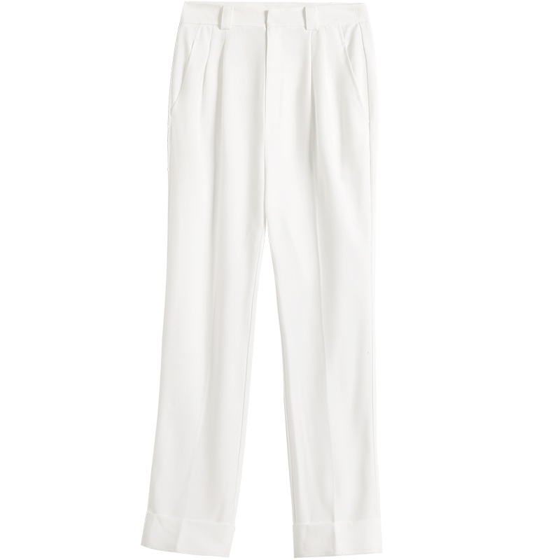 OSA欧莎2019新款夏休闲裤女高腰白色裤子薄款宽松显瘦九分裤