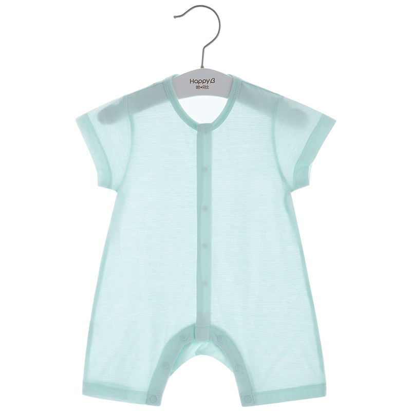 哈贝比（happyB）婴儿衣服男女宝宝春夏装连体衣纯棉短袖前开爬服新生儿内衣