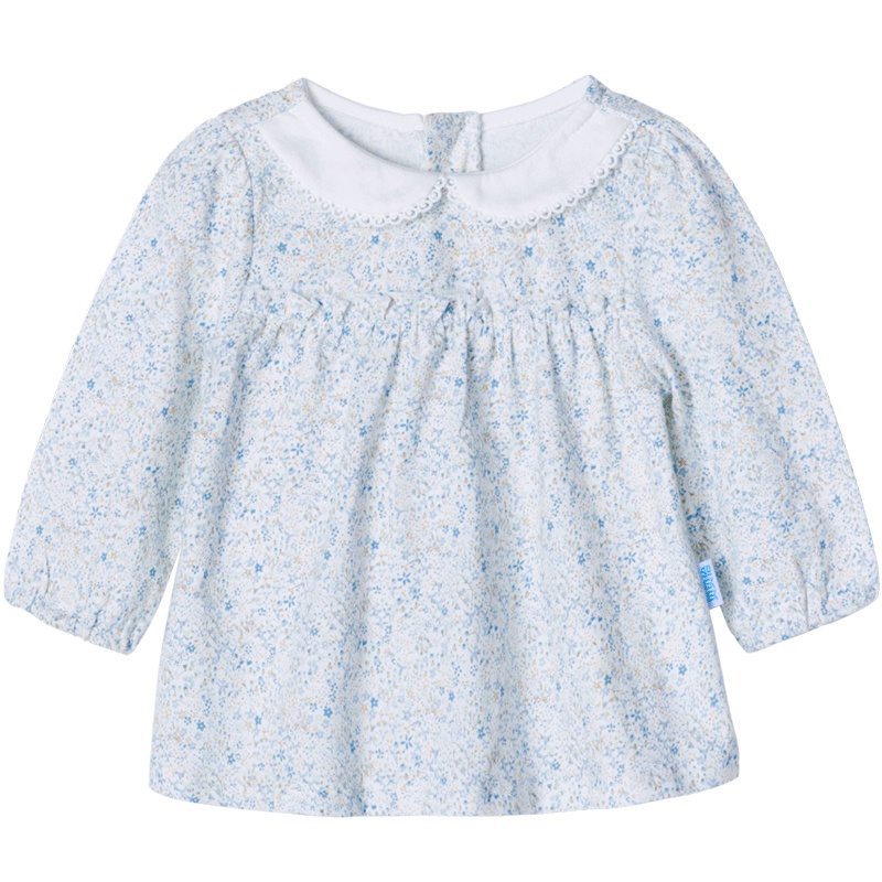 贝贝怡女童纯棉打底衫宝宝春秋洋气碎花长袖T恤上衣191S2024