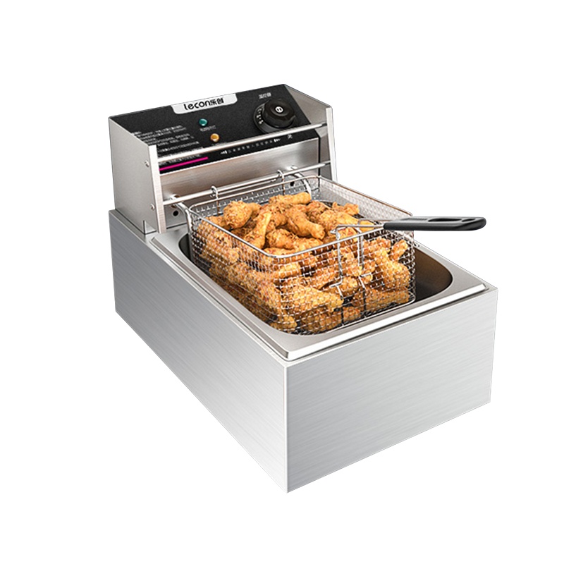 乐创(lecon)电炸炉油炸锅商用双缸 炸串机油条机油炸机单缸电炸锅 5L单缸经济款[不带定时]