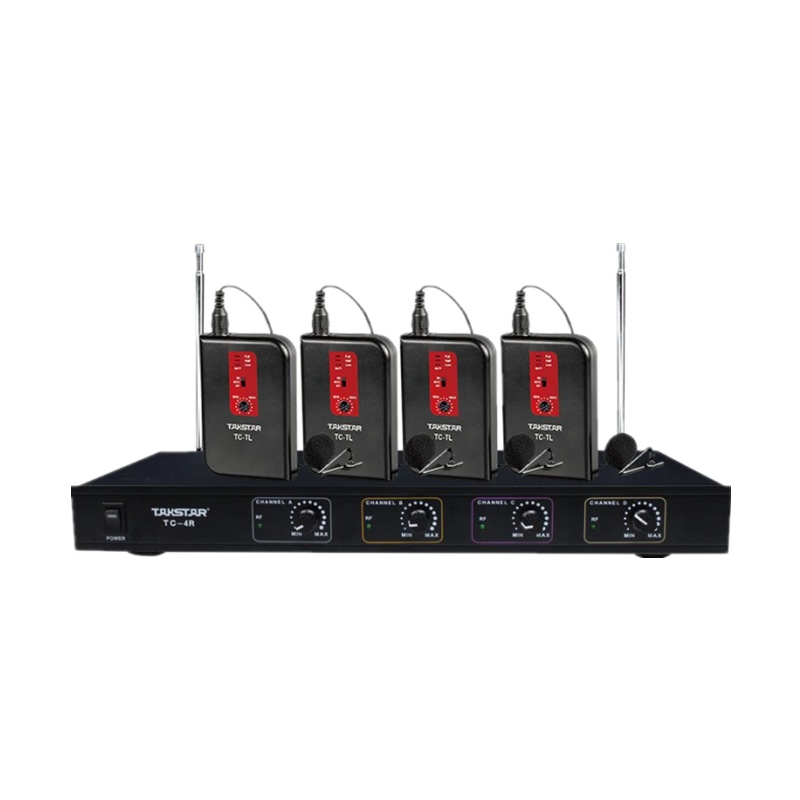 Takstar/得胜TC-4R 一拖四无线会议话筒 会议系统舞台卡拉OK主持演出麦克风(1台主机+4领夹话筒)