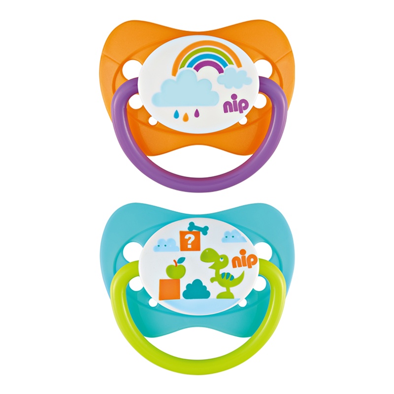 NIP时尚家庭印花安抚奶嘴(5-18个月)颜色随机