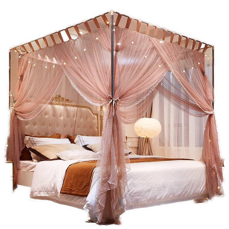 吉岳(Giyou)轻奢简约三开门吊帘方顶蚊帐双人1.8m床蒙古包加密坐床式蚊帐家用