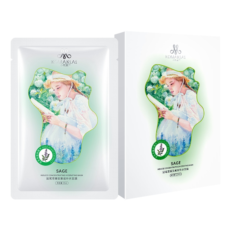 小牧爱(komakiai)能量补水面膜 鼠尾草籽提取多种鲜花精油发酵 补水保湿提亮肤色 改善干燥面膜 5片装