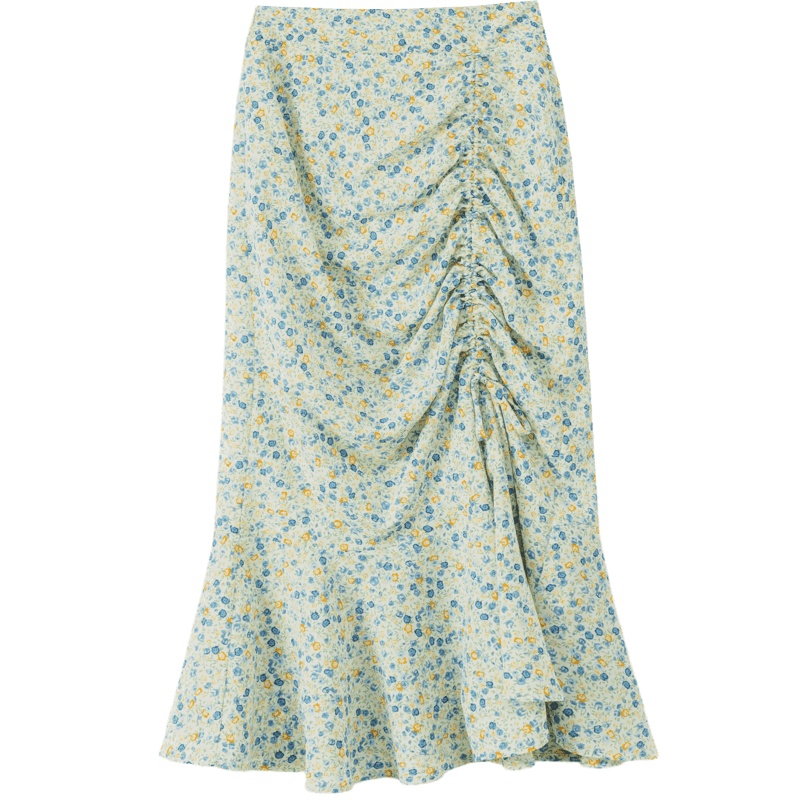 OtherMix拼接褶皱包臀裙2021年夏季新款法式高腰女式碎花半身裙子