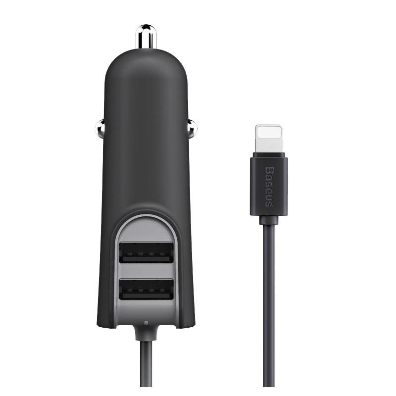 倍思 车载充电器 汽车手机充电器 点烟器 手机充电器 双USB车充国产 黑色CCNL-01