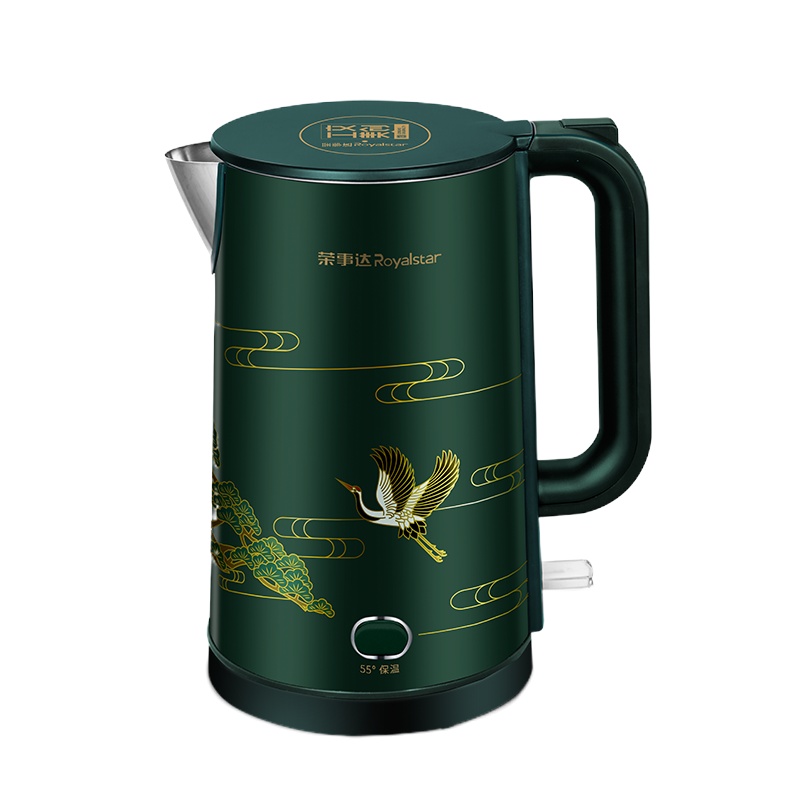 荣事达(Royalstar)电热水壶GS18B27一键加热三层防烫可拆卸上盖1.8L电水壶塑料外壳 工美文创新国潮风