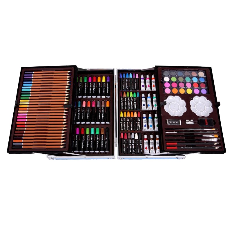 魔法棒200件黄色儿童画笔套装美术学习用品画画工具绘画蜡笔水彩笔小学生礼物礼盒小学生绘画笔套装圣诞节礼物男孩玩具女孩玩具