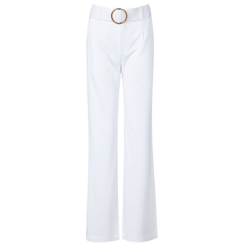 晚白2021秋季新品休闲减龄纯色高腰通勤百搭长裤阔腿裤常规西裤女