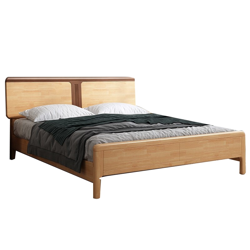 欧宝美 床 北欧实木双人床带软靠主卧次卧大床婚床 卧室家具实木床