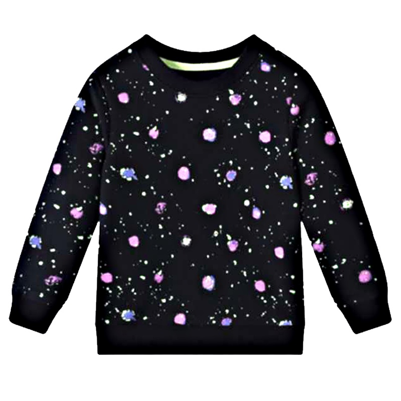 安笛贝乐男女童卫衣春季秋季黑色毛圈印花新款圆领韩版潮长袖洋气上衣80-120cm