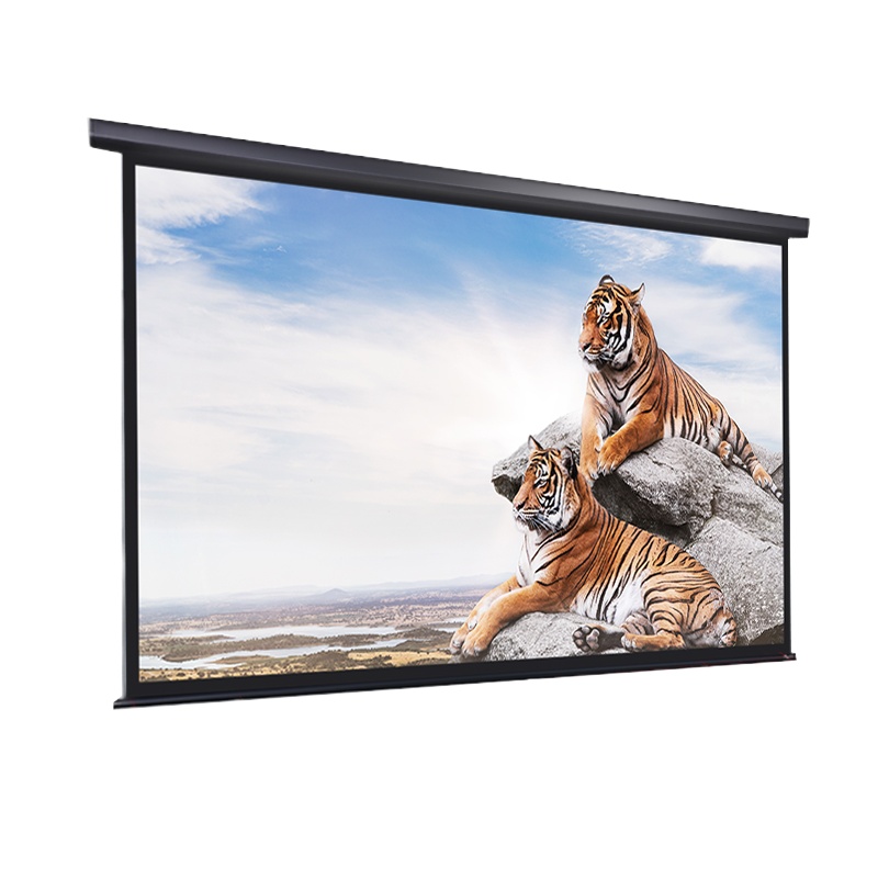 得力(deli)高端系列120英寸 16:9 白玻纤遥控电动投影幕布投影布(标配遥控器) 商用办公幕布50451